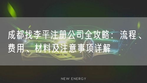 成都找李平注册公司全攻略：流程、费用、材料及注意事项详解