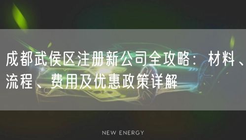 成都武侯区注册新公司全攻略：材料、流程、费用及优惠政策详解