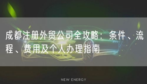 成都注册外贸公司全攻略：条件、流程、费用及个人办理指南