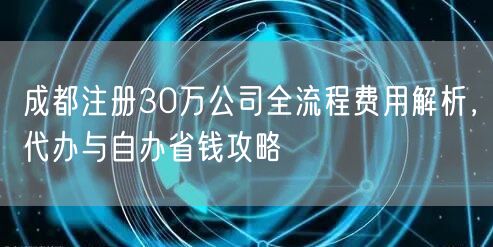 成都注册30万公司全流程费用解析,代办与自办省钱攻略 成都注册30万公司全流程费用解析,代办与自办省钱攻略