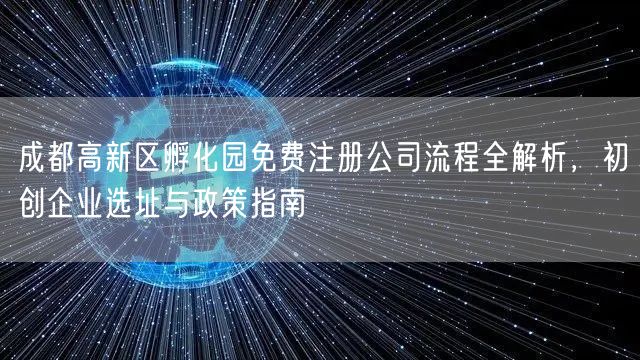 成都高新区孵化园免费注册公司流程全解析，初创企业选址与政策指南