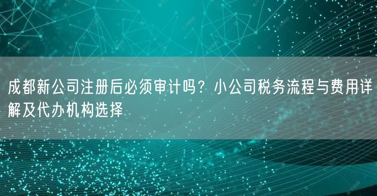 成都新公司注册后必须审计吗？小公司税务流程与费用详解及代办机构选择