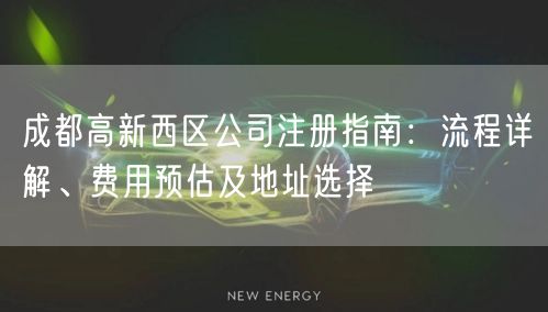 成都高新西区公司注册指南：流程详解、费用预估及地址选择