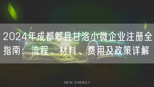 2024年成都郫县甘洛小微企业注册全指南：流程、材料、费用及政策详解