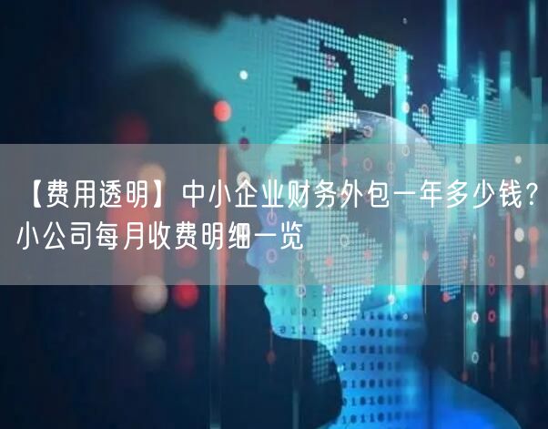 【费用透明】中小企业财务外包一年多少钱？小公司每月收费明细一览
