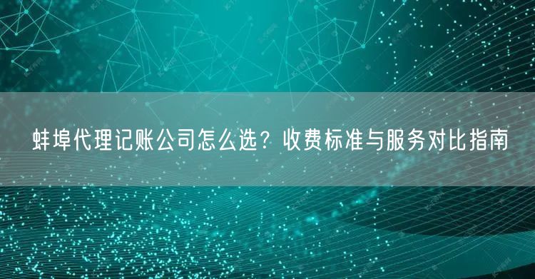 蚌埠代理记账公司怎么选?收费标准与服务对比指南 蚌埠代理记账公司怎么选?收费标准与服务对比指南