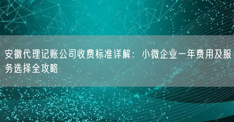 安徽代理记账公司收费标准详解:小微企业一年费用及服务选择全攻略 安徽代理记账公司收费标准详解:小微企业一年费用及服务选择全攻略