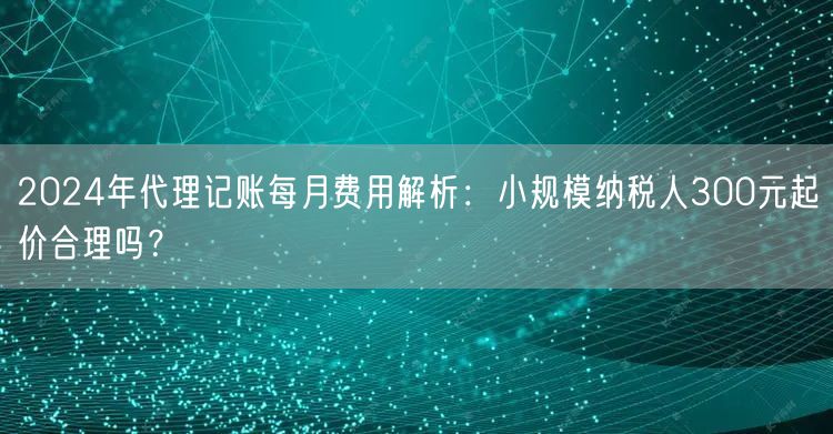 2024年代理记账每月费用解析：小规模纳税人300元起价合理吗？